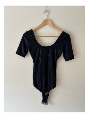 Black Shiny Snake Pattern Bodysuit | Scoop Neck | Fits like S/M